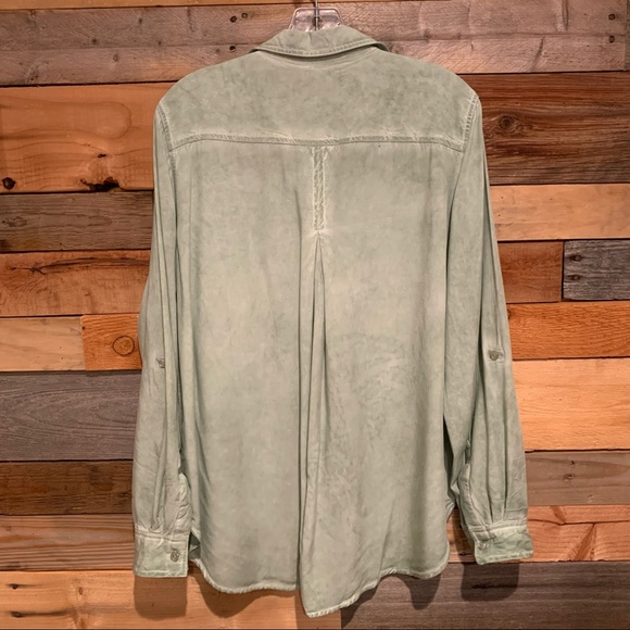 Velvet Heart Elisa Washed Out Button-Up Long Sleeve Shirt Green Size XL - Picture 9 of 11